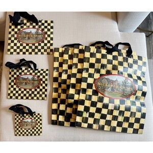 MacKenzie-Childs Shopping Bags • check pattern • Various sizes • Bundle of 7
